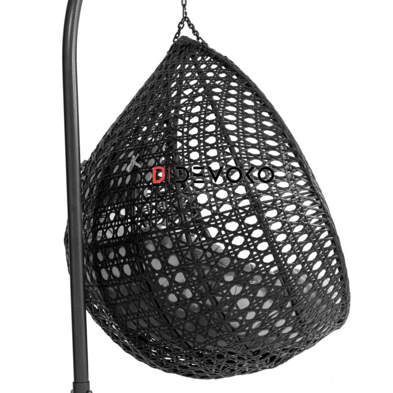 Double Seater Rattan & Wicker Swing (Black & Grey) - Image 3