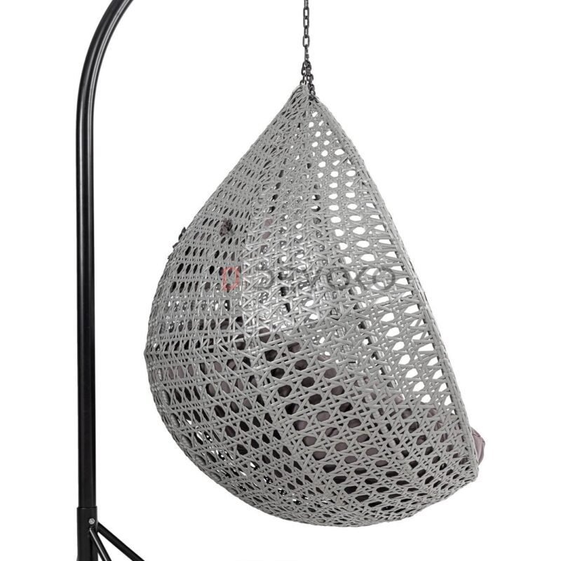 Double Seater Rattan & Wicker Swing (Grey) - Image 3