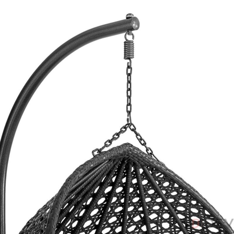 Double Seater Rattan & Wicker Swing (Black & Grey) - Image 5