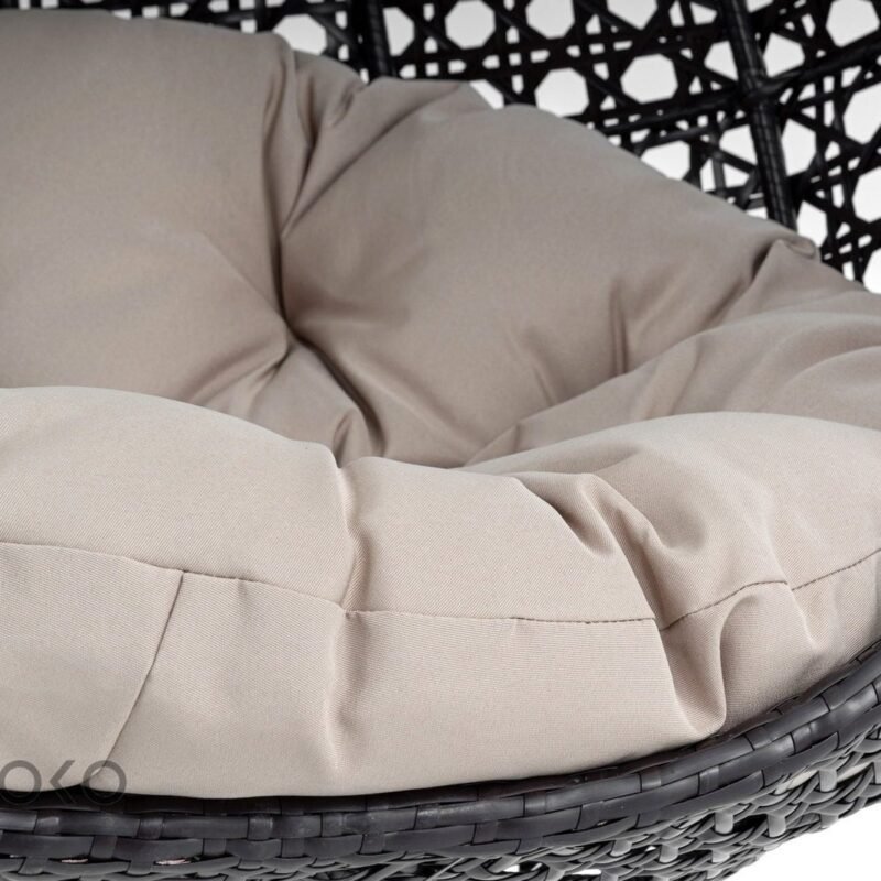 Single Seater Rattan & Wicker Swing (Dark Brown and Cream) - Image 5