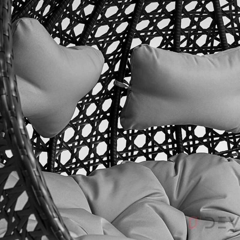 Double Seater Rattan & Wicker Swing (Black & Grey) - Image 6