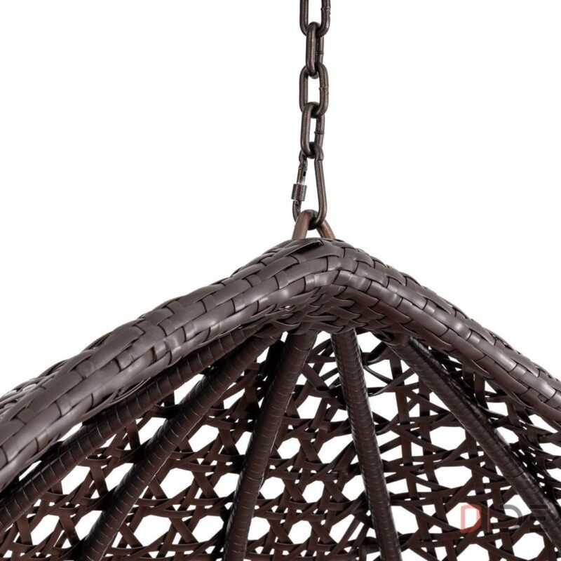 Single Seater Rattan & Wicker Swing (Dark Brown and Cream) - Image 6