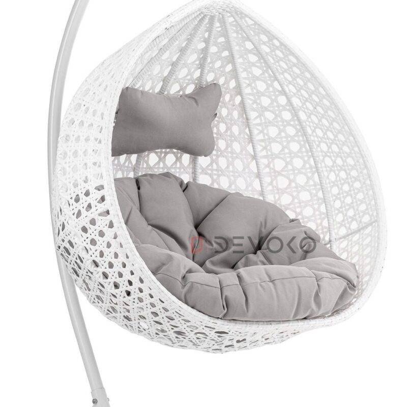Single Seater Rattan & Wicker Swing (White & Grey)