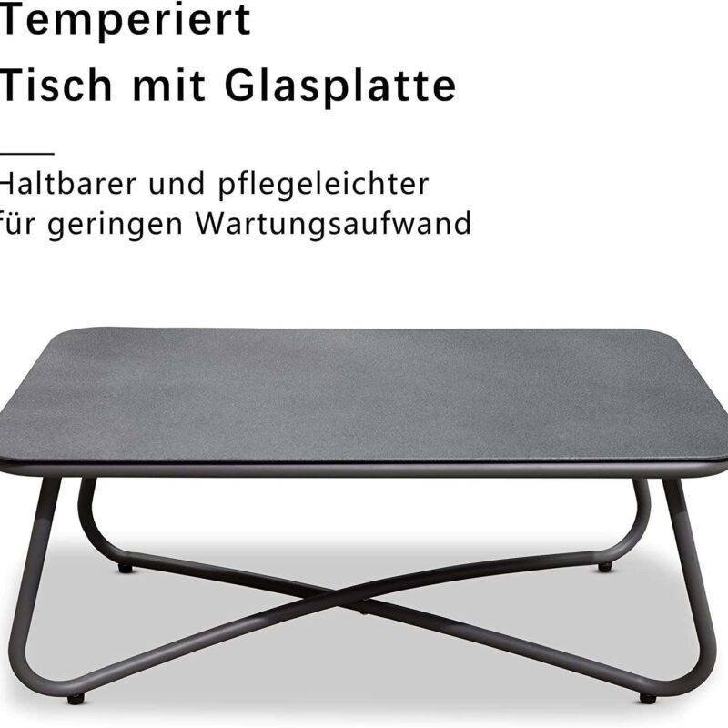DEVOKO 4-Seater Outdoor Sofa Set with Cushions & Table (Grey) - Image 6