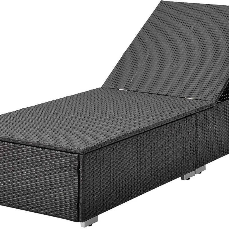Outdoor Rattan Wicker Sun Lounger Recliner Chair Garden (Dark Brown) - Image 4