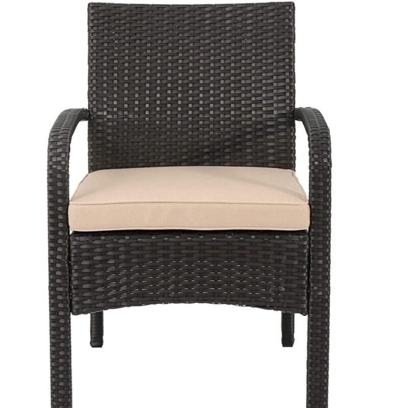 DEVOKO 4-Piece Waterproof Wicker Patio Furniture Set - Dark Brown & Beige - Image 2
