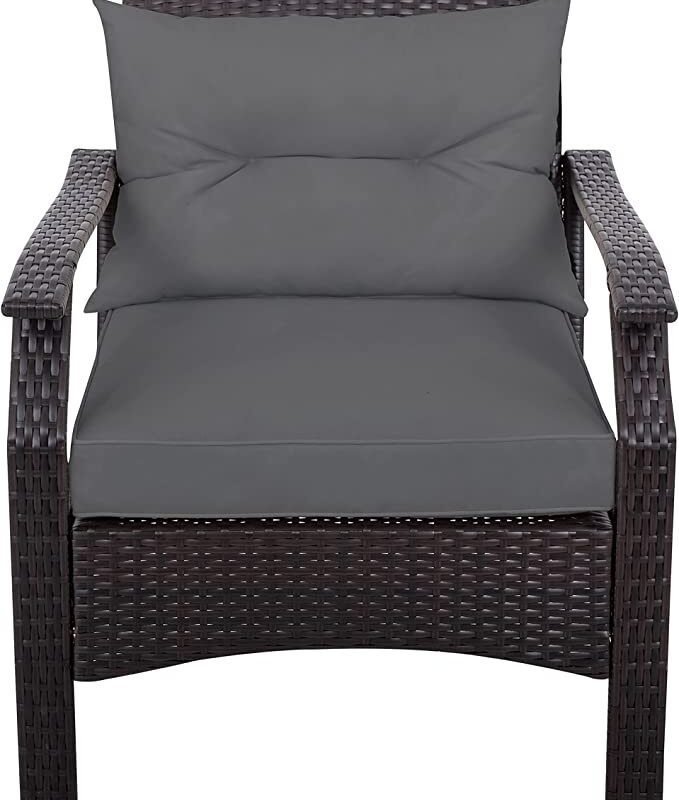 4-Piece Rattan Conversation Set: (Dark Brown & Dark Gray) - Image 6