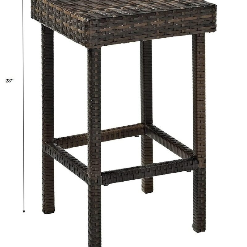5-Piece Rattan Wicker Patio Bar Set(Dark Brown) - Image 3