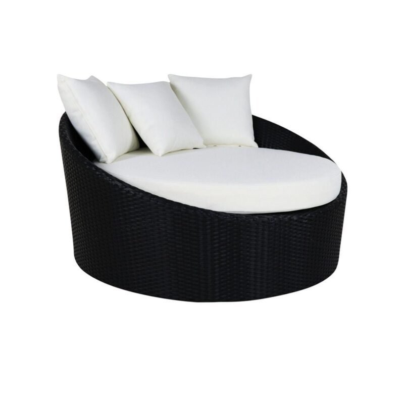 Outdoor Cushion(Off White) and Wicker(Black) Daybed Set - Image 4