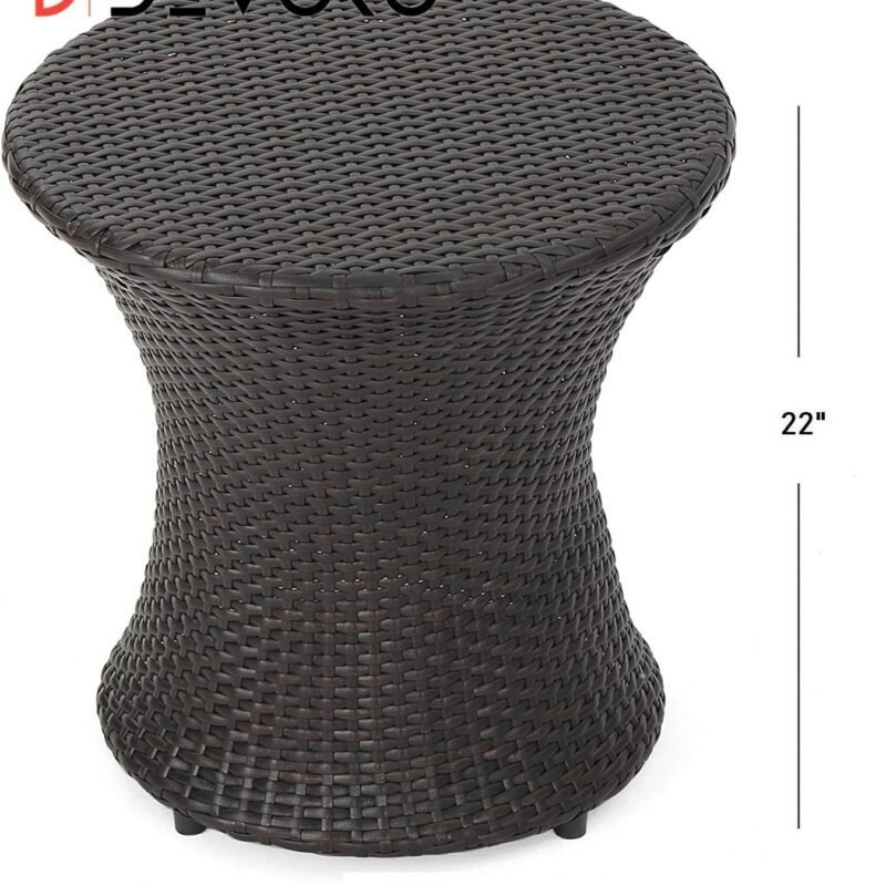 DEVOKO Round Wicker Patio End Table - Image 2