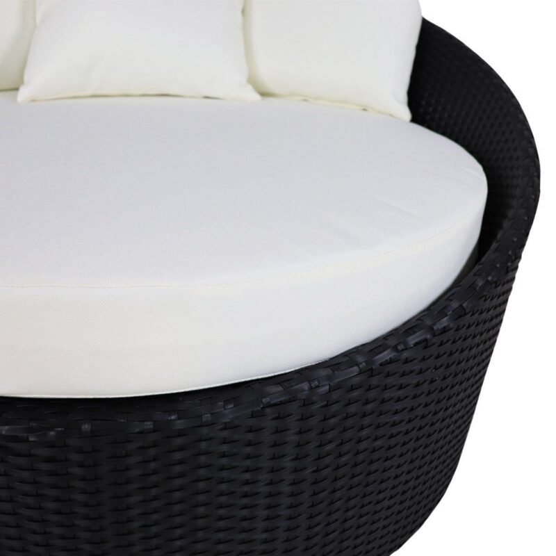 Outdoor Cushion(Off White) and Wicker(Black) Daybed Set - Image 5