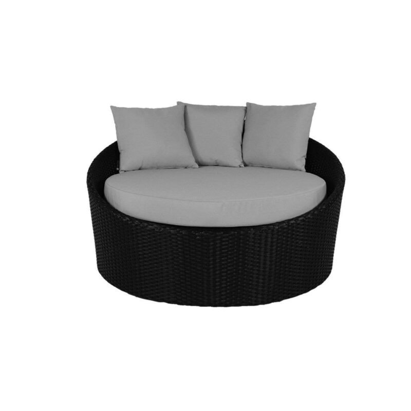 Outdoor Cushion(Grey) and Wicker(Black) Daybed Set - Image 4