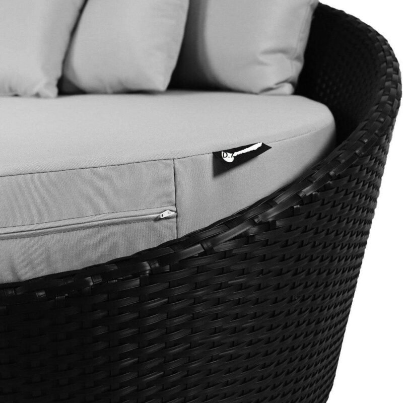 Outdoor Cushion(Grey) and Wicker(Black) Daybed Set - Image 6