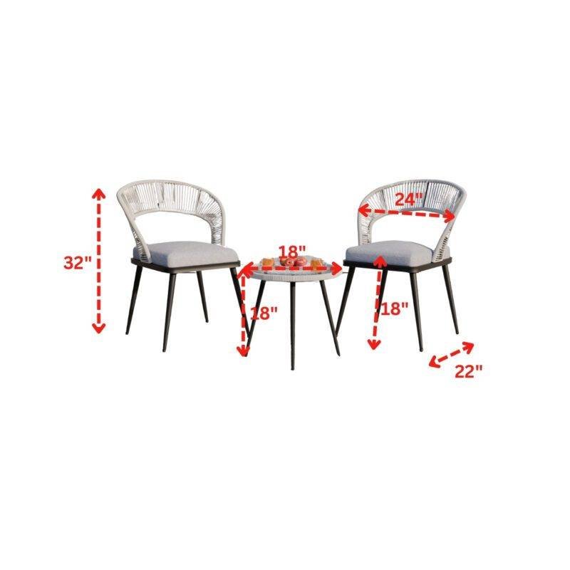 3-Piece Outdoor Rope Patio Set (Grey & Light Grey) - Image 2