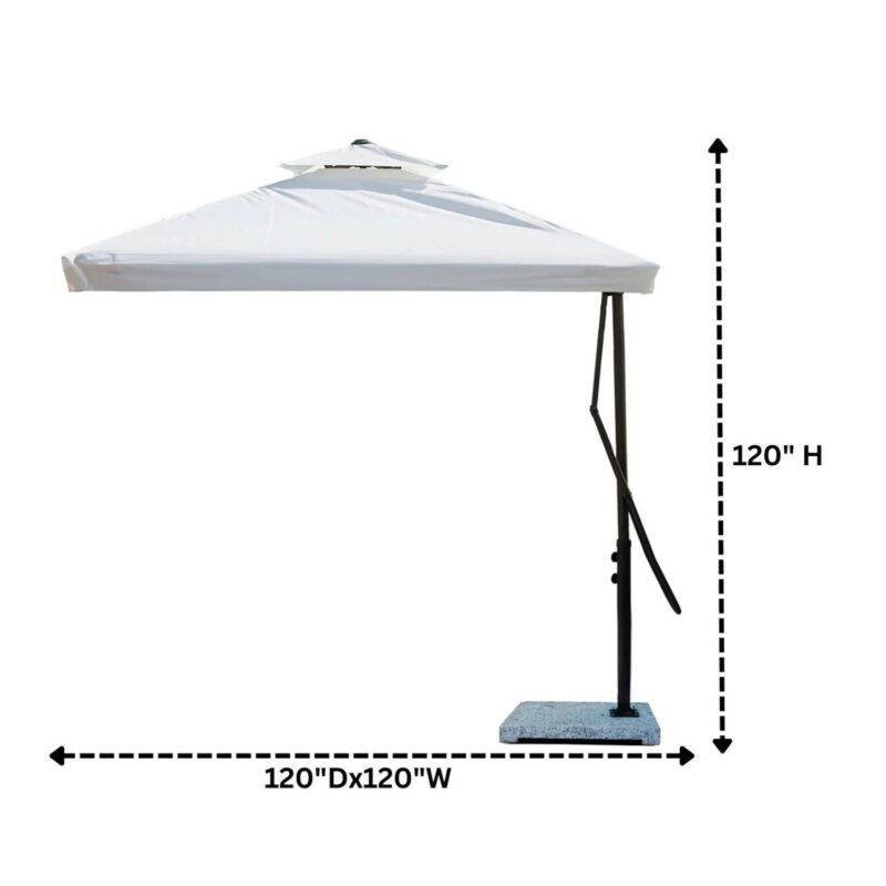 10ft Side Pole Square Shape Outdoor Umbrella With Marble Base (Off-White) - Image 2