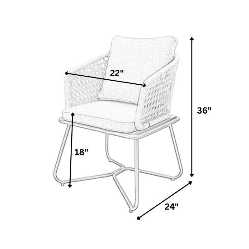 Outdoor Rope 5 Piece Dining Set (Grey) Table Top: Without glass - Image 2