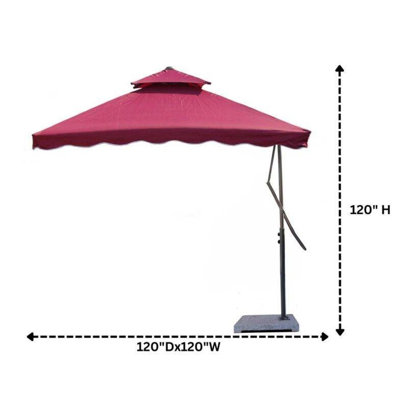 10ft Side Pole Square Shape Outdoor Umbrella With Marble Base (Red) - Image 2