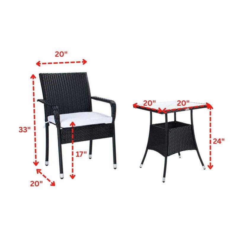 3 Pieces Outdoor Wicker Patio Set (Dark Brown & Off-White) - Image 2