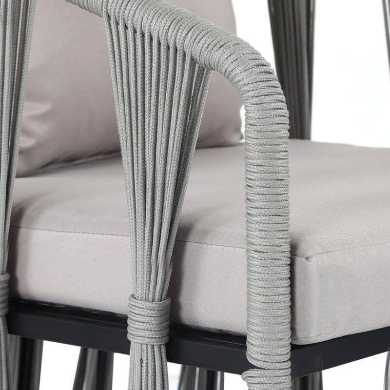 3-Piece Outdoor Rope Patio Set (Grey) - Image 3
