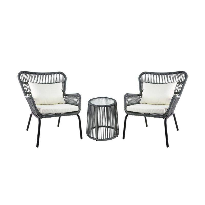 Outdoor Rope 3 Piece Patio Set (Grey & Off-White) - Image 4