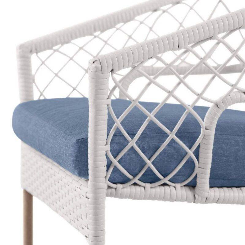 3 Piece Handwoven Wicker Patio Set (White & Blue) - Image 4