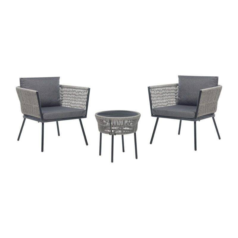 3 Piece Outdoor Rope Patio Set (Grey) - Image 4