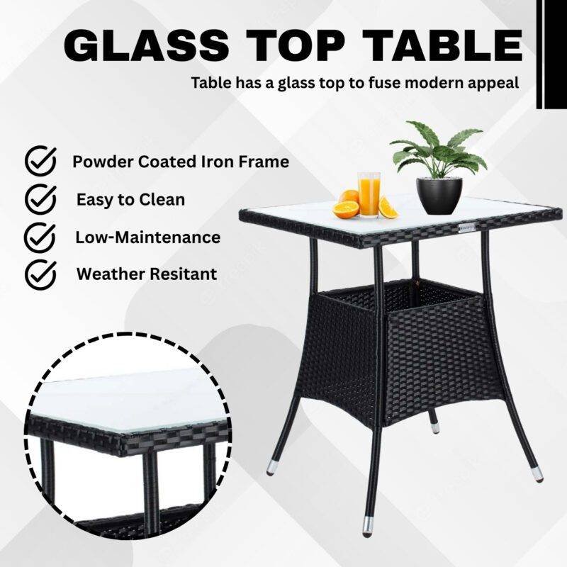 3 Pieces Outdoor Wicker Patio Set (Dark Brown & Off-White) - Image 6