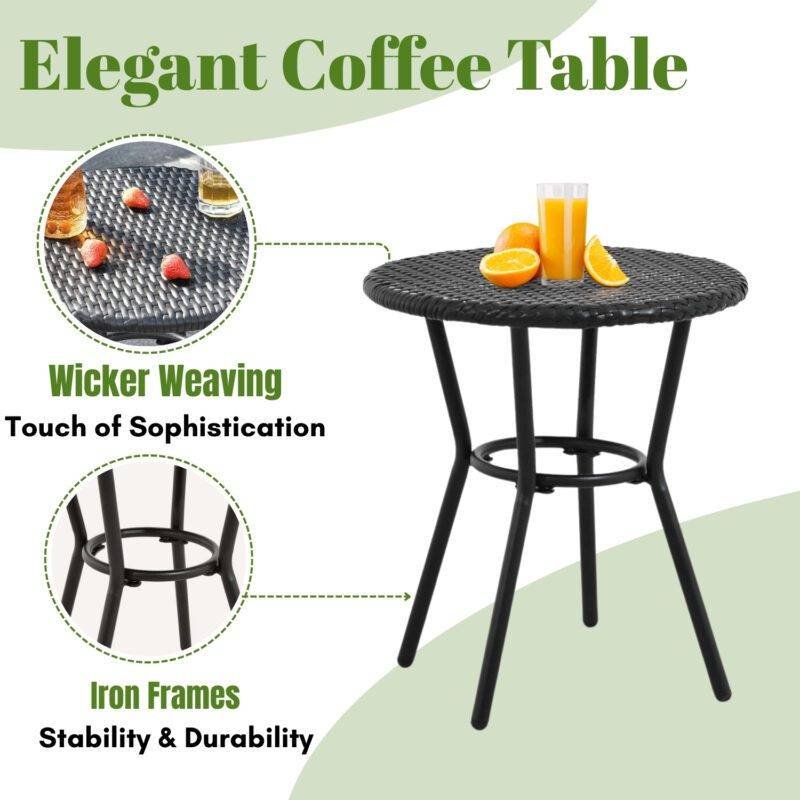 3 Piece Outdoor Rope Bistro Set (Black & Green) - Image 6