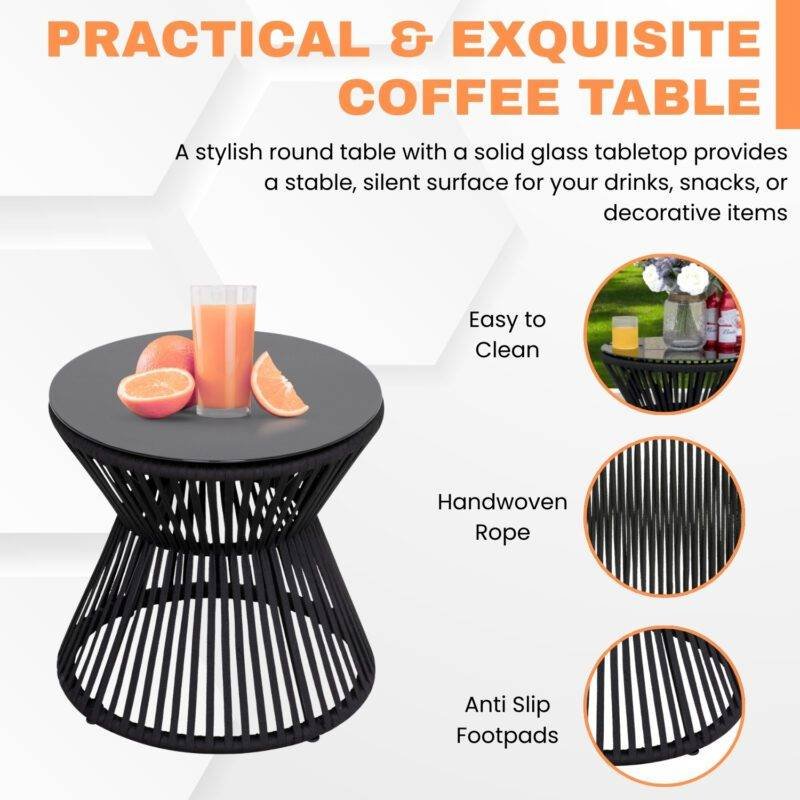 3 Piece Patio Outdoor All Weather Set (Black & Off-White) - Image 6