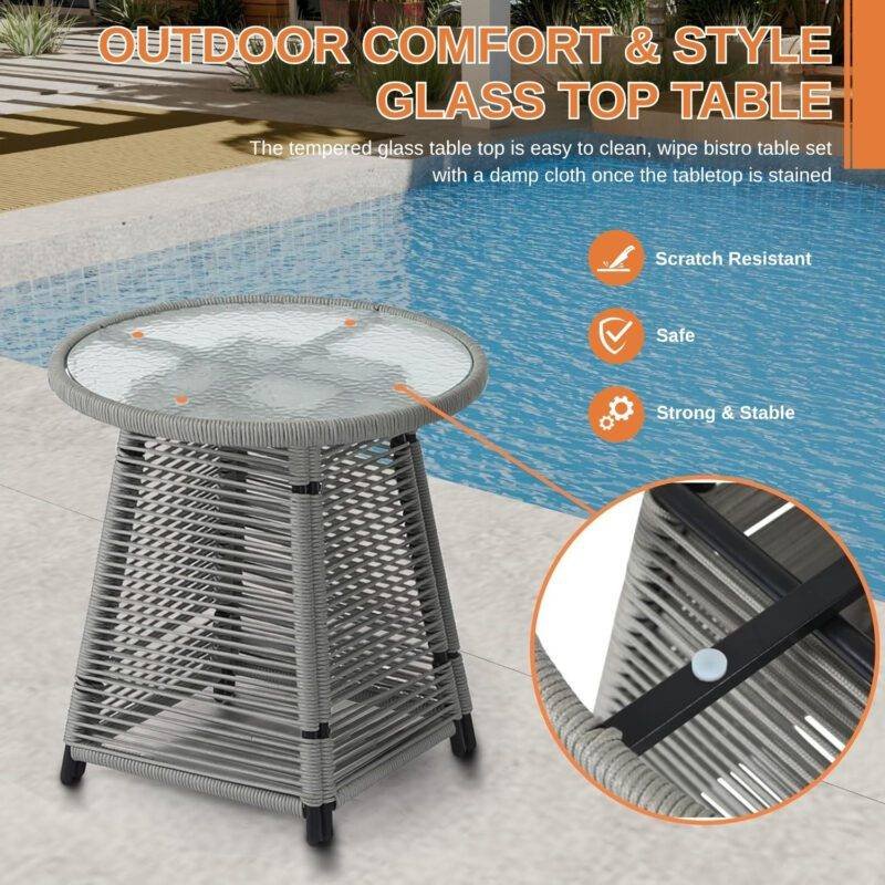 3-Piece Outdoor Rope Patio Set (Grey) - Image 6