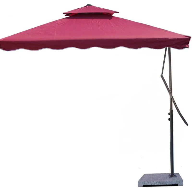 10ft Side Pole Square Shape Outdoor Umbrella With Marble Base (Red) - Image 6