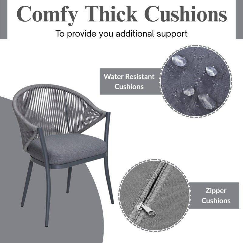 3 Piece Outdoor Rope Bistro Set (Grey) - Image 7