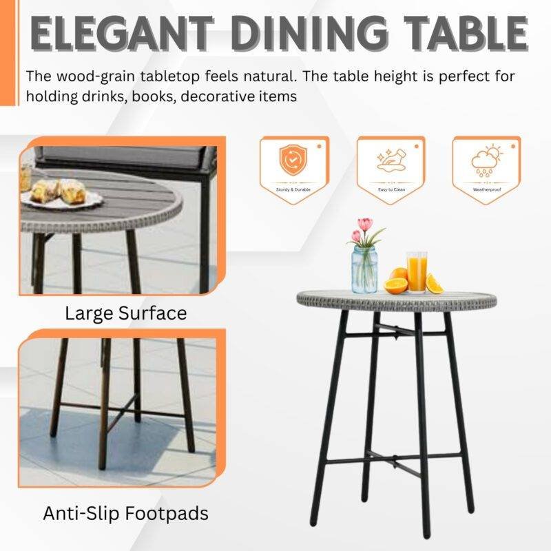 Outdoor Rope 5-Piece Dining Set (Grey) - Image 7