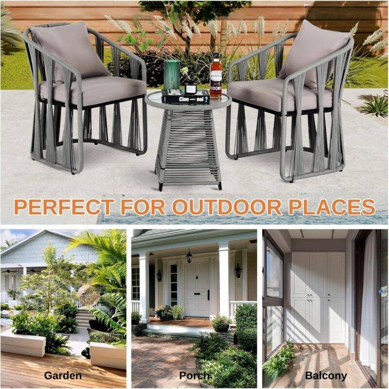 3-Piece Outdoor Rope Patio Set (Grey) - Image 7
