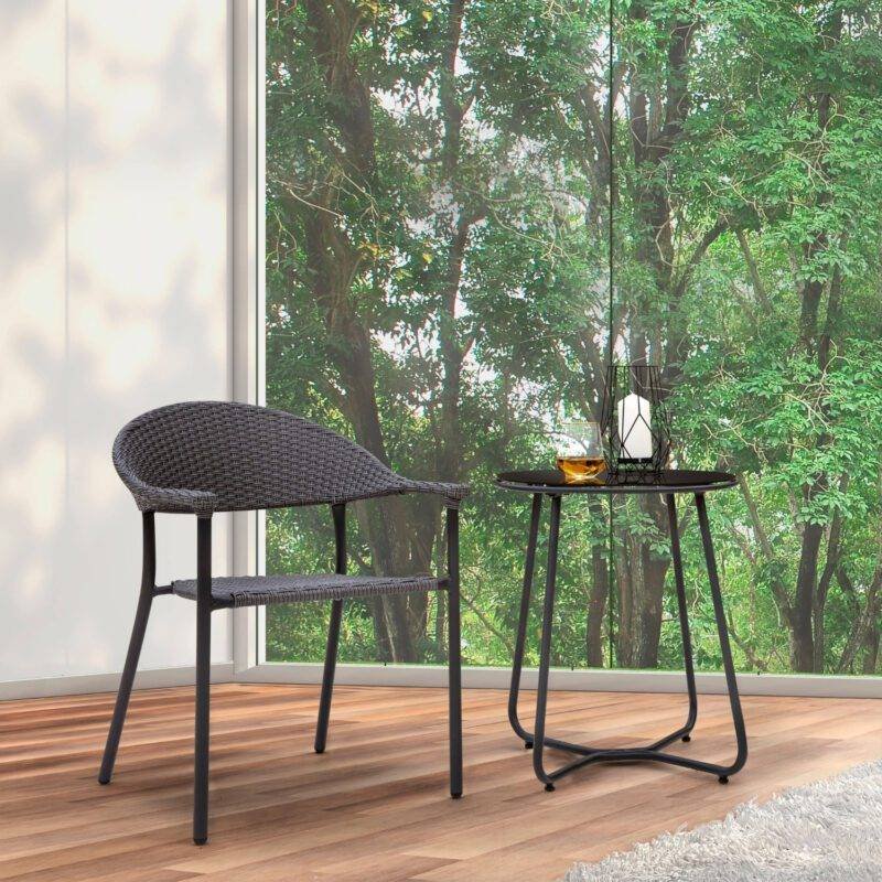 Outdoor Rattan Wicker Chairs with Coffee Table (Dark Brown) - Image 7