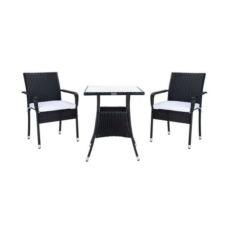 3 Pieces Outdoor Wicker Patio Set (Dark Brown & Off-White) - Image 7