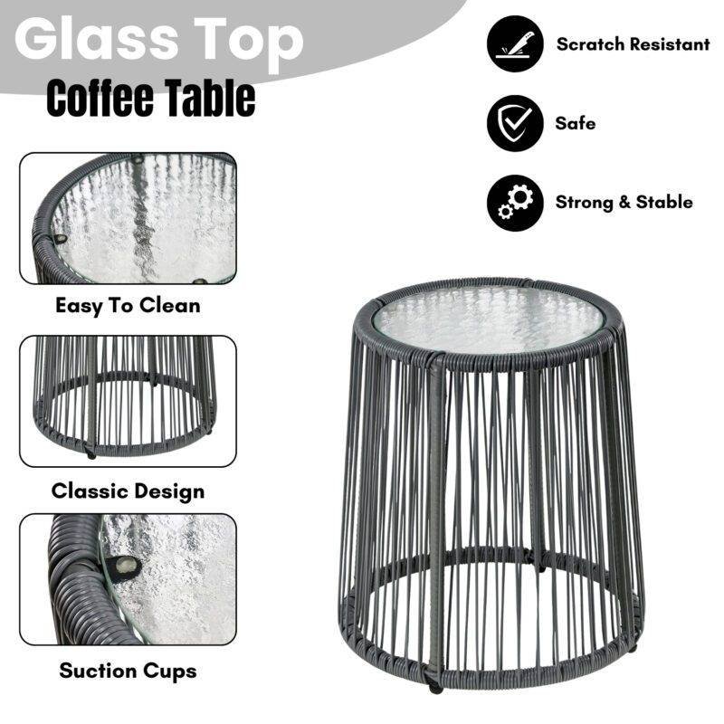 Outdoor Rope 3 Piece Patio Set (Grey & Off-White) - Image 7