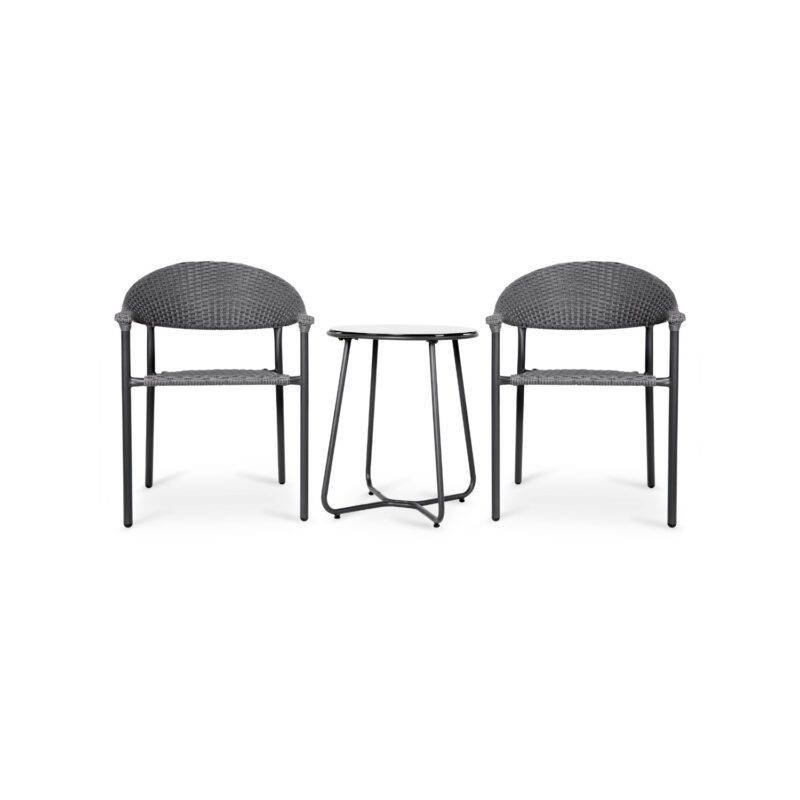 Outdoor Rattan Wicker Chairs with Coffee Table (Dark Brown) - Image 8