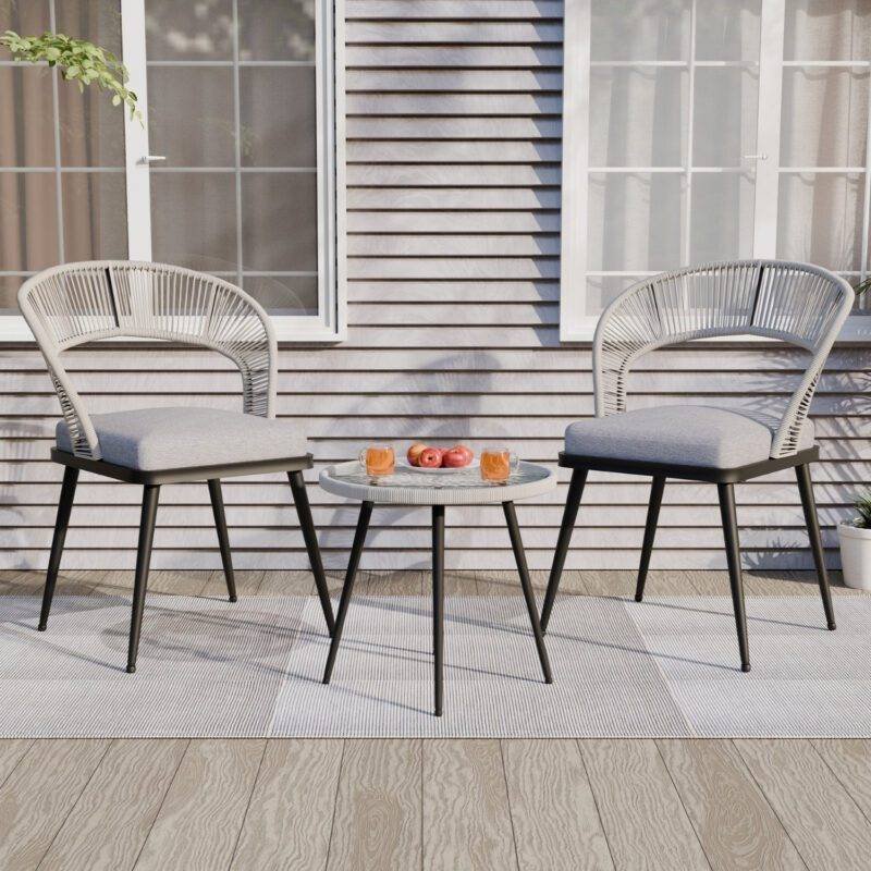 3-Piece Outdoor Rope Patio Set (Grey & Light Grey) - Image 8