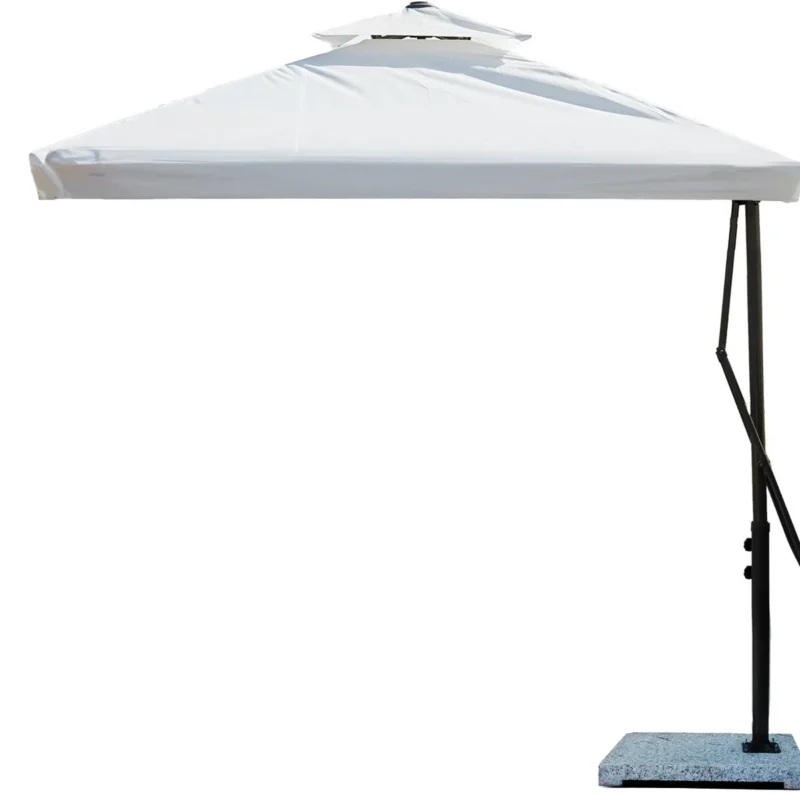 10ft Side Pole Square Shape Outdoor Umbrella With Marble Base (Off-White) - Image 8