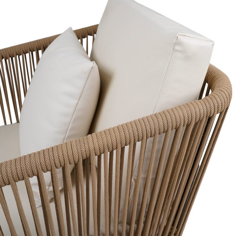 Outdoor Rope 4 Piece Sofa Set (Beige & Off-White) - Image 3