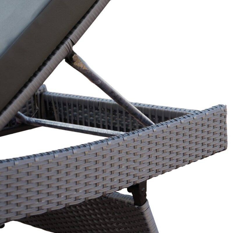 Outdoor Rattan Wicker Lounger (Silver Grey & Grey) - Image 3