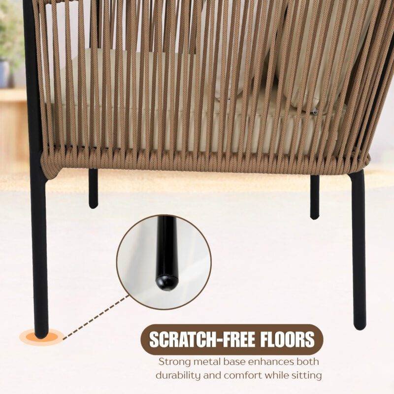 Outdoor Rope 4 Piece Sofa Set (Beige & Off-White) - Image 5