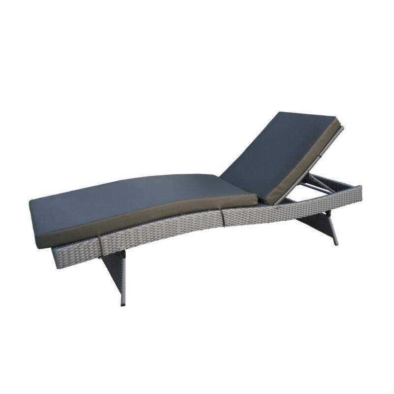 Outdoor Rattan Wicker Lounger (Silver Grey & Grey) - Image 4