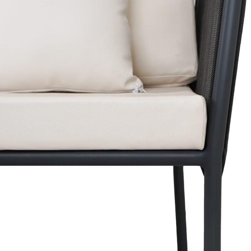 Outdoor Rope 4 Piece Sofa Set (Grey & Off-White) - Image 8
