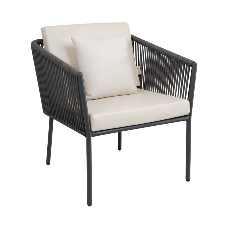Outdoor Rope 4 Piece Sofa Set (Grey & Off-White) - Image 9